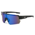 Outdoor sports cycling sunglasses with blue mirrored lenses and matte black frames - Matte Black Ice Blue