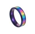 Polished purple titanium steel ring with a colorful rainbow stripe inlay decoration - US 6 / Purple