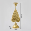 Golden iron candlestick with herringbone texture, dimensions 22.5cm height x 7.5cm width - Heart-Gold