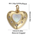 Golden heart pendant with mother of pearl and zircons in copper, 18mm height - Cx157-6 / 18K Gold