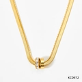 Minimalistische dubbellaagse gouden slangenschakelketting met ringen met zirkonia - Gouden Dubbellaagse Diamanten Ronde Ring Stijl (KCD972) / Goud