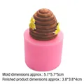 Pink 3D honeycomb silicone mold for candles and soap with detailed beehive texture - Small Cone Honeycomb-19-160 / Pink