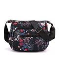 Women's floral nylon crossbody bag with multiple zip pockets and adjustable strap - Colorful Floral