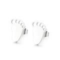 Minimalist silver paw print stud earrings in polished stainless steel for women - Plain Style / Steel Color (KE71034-Z)