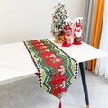 Nutcracker Christmas table runner with red tassels and geometric patterns on white surface - 10# Nutcracker Soldier