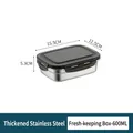 600ML rectangular 316 stainless steel food container with grey airtight lid and side locks - 600ML Rectangular Fresh-keeping Box With Lid