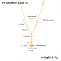 Collar en Y dorado de acero de titanio con colgante de estrella y piedras brillantes - Dorado