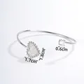 Silver daisy flower cuff bracelet with heart-shaped diamond charm and single zircon stud - Adjustable Open / Silver Heart