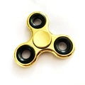 Three-leaf metal fidget spinner in gold finish with black weighted rings on white background - Electroplated Gold with Iron Weight