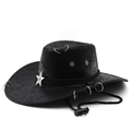 Cappello da cowboy vintage con stemma a stella d'argento e trama in pelle su sfondo bianco - M (56-58cm) / Nero a Cinque Stelle