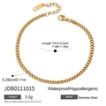 Golden stainless steel Cuban chain bracelet with waterproof and anti-allergy features - Gold Stainless Steel Cuban Chain (JDB0111015)