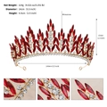 Elegant gold tiara with red and white rhinestones measuring 14cm wide and 6.5cm high - Gold-Red