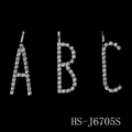 Juego de 3 pinzas para el cabello con letras de diamantes A, B y C en aleación plateada - Plata-ABC (Set de 3)