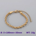 5mm 18K gold plated stainless steel rope chain bracelet with lobster clasp closure - Gold Rope Chain (KB188859-Z)