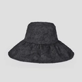 Elegant black jacquard floral sun hat with wide brim for UV protection and summer vacations - M(56-58cm) / Black