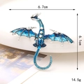 Blue enamel dragon brooch with sparkling rhinestones and detailed 6.7cm x 6.1cm dimensions - Blue (Wyvern)