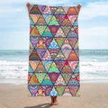 Large bohemian mandala microfiber beach towel with colorful geometric patterns - B9-Bohemian Triangle Collage