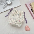 Quilted cartoon storage bag with ribbon bunny print and purple drawstring closure - Star Rabbit