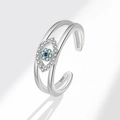 S925 sterling silver spinning ring with blue evil eye zircon in silver finish - PNJ799 / Platinum