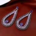Vintage style drop earrings with purple crystals on elegant dark red satin background - 51# Silver Earring Post - Purple - Water Drop - Full Zirconia Hollow Gorgeous Purple