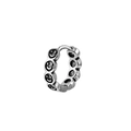Vintage silver stainless steel hoop earrings with embossed smiley face pattern - 1# Smile Steel Color Single