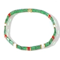 Bracelet Tila fait main avec perles en verre rouges, blanches et vertes et détails dorés - Rouge Blanc Vert Or Rétro