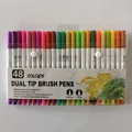 48 colors dual tip brush pen set with flexible brush and 0.4mm fineliner tips - Old Style White Barrel 48 Colors (Soft Pack)