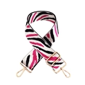 Detail of adjustable zebra stripe bag strap in pink and black with gold metal hardware - White Base Black Rose Red (Zebra)