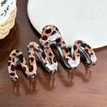Pinza per capelli retrò con stampa leopardata in acetato su fondo in legno scuro - Clip a serpente-10.3cm