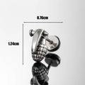 Orecchino a bottone a forma di granata in acciaio inossidabile argento con dimensioni - Stile Granata a Mano (S306)