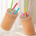 Montessori wooden color matching toy with colorful sticks and natural cylinder bases - Montessori Sorting Cups