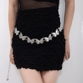 Bohemian silver butterfly waist chain with turquoise stones on black dress - Silver Turquoise Butterfly Chain (X503-2)