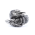 Anillo envolvente de doble cabeza de águila en acero inoxidable vintage con acabado plateado - US 15 / Color Acero (25202)