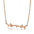 Collana in acciaio inossidabile oro rosa con ciondolo pesci e linea del cuore - Oro rosa