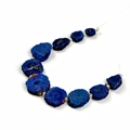 Blue natural agate tower shaped irregular sliced beads strand with sparkling texture - Tower Shape 12-28mm / Electroplated Blue