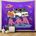 Dettaglio di arazzo bohémien con astronauta e alieno in un camion spaziale cosmico - 73X95CM/Tessuto Spazzolato / GT105-4 Viaggio Sulla Luna