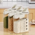 Set de 3 botes herméticos transparentes para cereales con tapas grises y vasos medidores - Con taza medidora/Asa / 2000ml-3 Pack