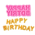 Pink silicone Happy Birthday letter mold with yellow textured chocolate finish pieces - 3# Pink A391
