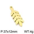 Gouden roestvrijstalen blad hanger met ring, maat 37x12mm en gewicht van 4g - Goud kleur Model B (KLJ4417-Z)