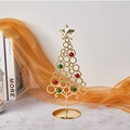 Golden iron wire Christmas tree with colorful mini ornaments and a star topper - Style D Gold