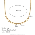 18K gold plated stainless steel curb chain necklace with clear zircon teardrop charms - Water Drop Zircon Curb Chain-Gold