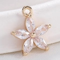 Golden flower pendant with marquise zircon stones and polished metallic finish - S116-20 Gold White Zircon 6-Petal Flower