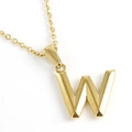 Minimalist 18K gold plated stainless steel necklace featuring a 3D letter W pendant - Letter W / Gold