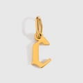Gothic style letter C pendant in golden finish with a circular ring for DIY jewelry - Letter C / Gold