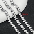 Flat silver stainless steel chain necklace with 6mm width minimalist link design - Hollow Flat Link-6mm