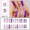 Halloween purple glitter coffin nails with pumpkin ghost patterns and rhinestone moon charms - Halloween Ghost Pumpkin Moon Style (CBLCY-374)