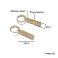 Gold-plated stainless steel bar earrings with hammered texture and three clear gemstones - Rhinestone Hammered Bar Style (E00386G)