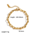 Detail view of 18k gold plated 304 stainless steel chain bracelet with size specs - Gold Large Circle Geometric Style (TB5141)