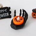 Halloween skeleton hand LED tea light with orange pumpkin candle for table decoration - Black Skeleton Hand Candle