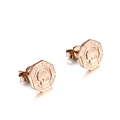 Rose gold stainless steel tree of life earrings with hexagonal geometric frame for women - Rose Gold